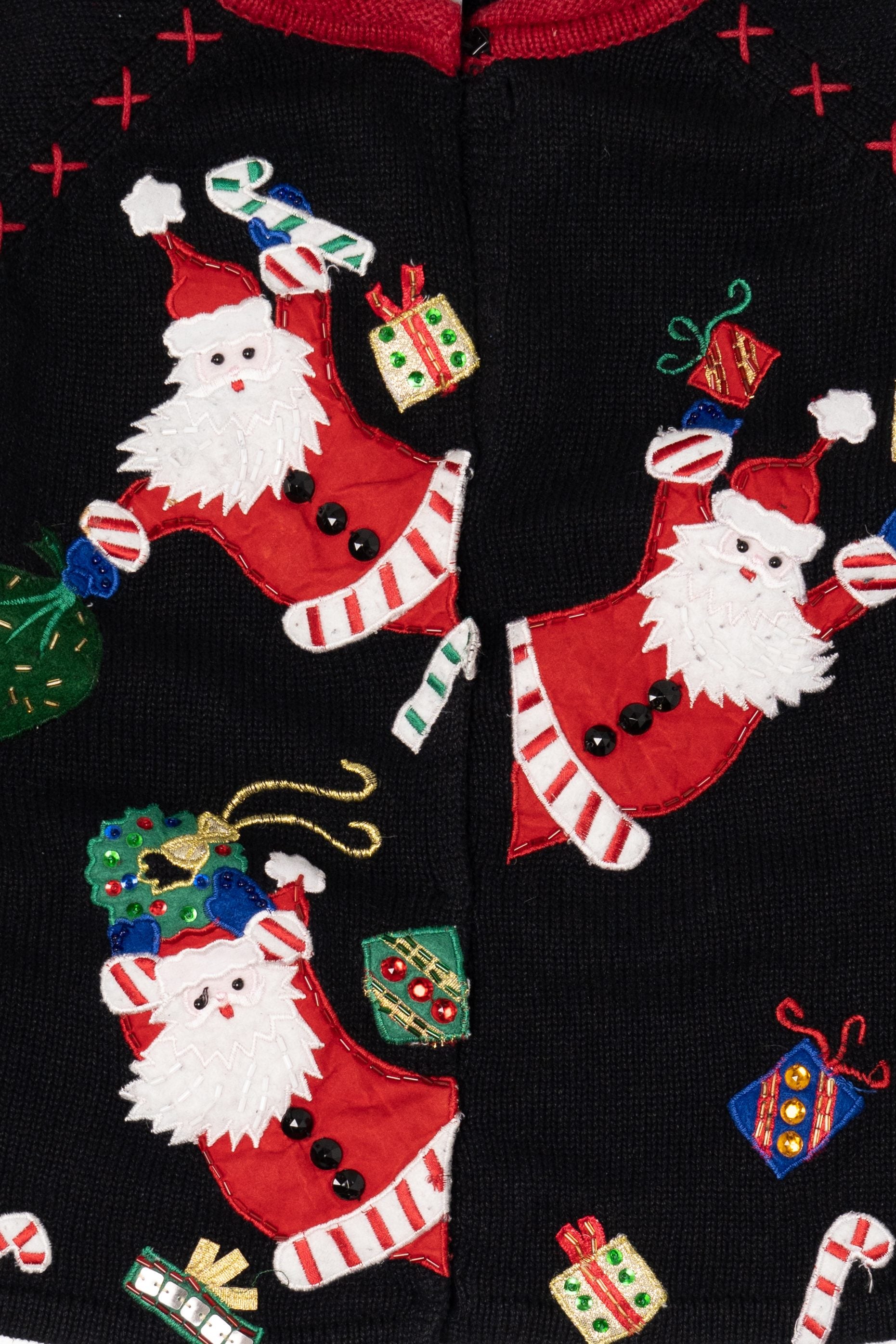 Vintage Black Tiara International Santas Ugly Christmas Cardigan (2000s)