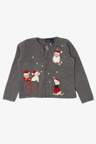 Vintage Gray Crazy Horse Dogs Ugly Christmas Cardigan (2000s)