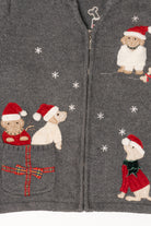 Vintage Gray Crazy Horse Dogs Ugly Christmas Cardigan (2000s)