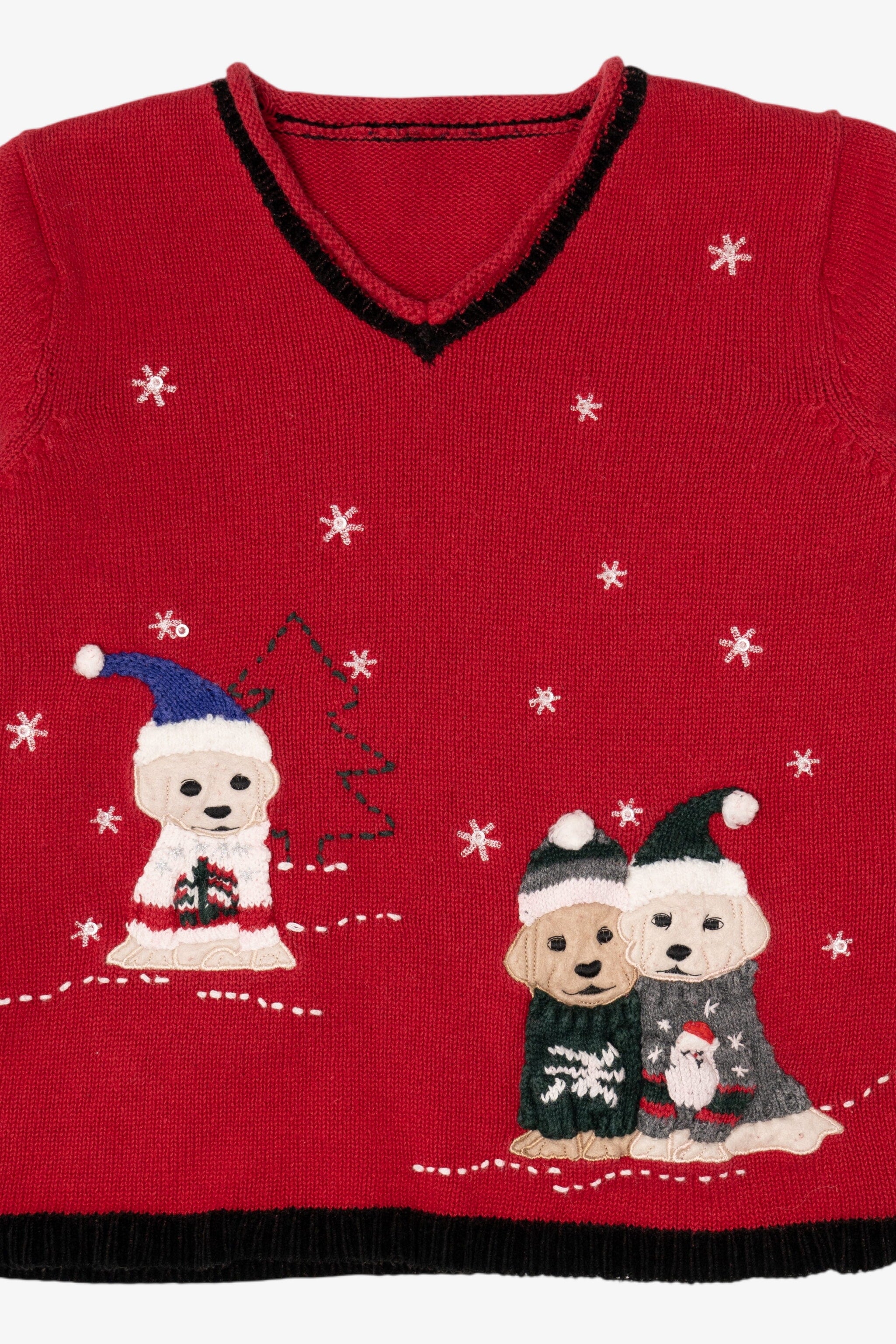 Vintage Red Puppies Ugly Christmas Cardigan (1990s)