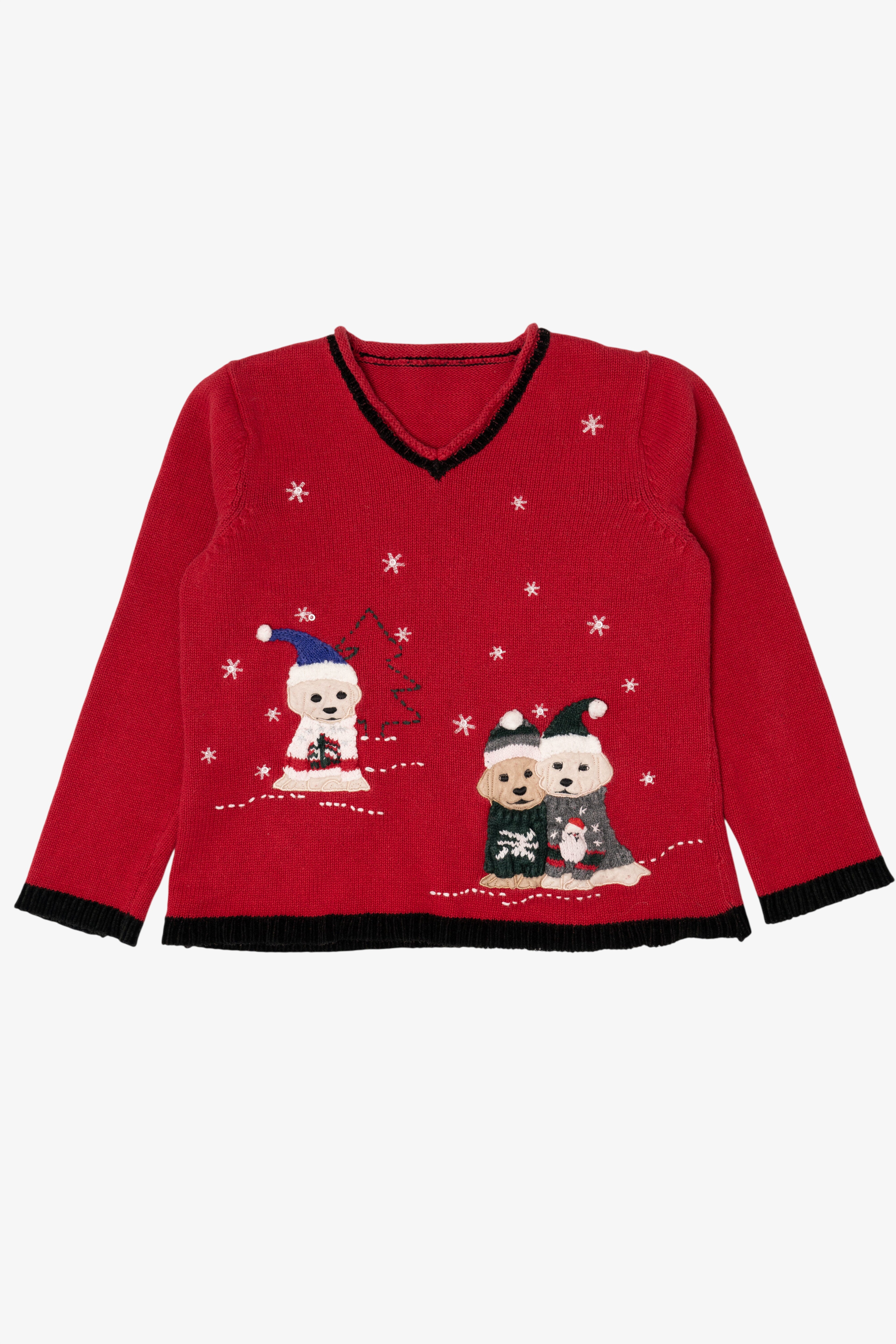 Vintage Red Puppies Ugly Christmas Cardigan (1990s)