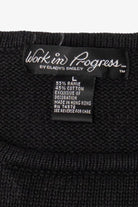 Vintage Black Work in Progress Elves In Wreath Ugly Christmas Pullover (1990s)