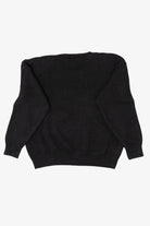 Vintage Black Work in Progress Elves In Wreath Ugly Christmas Pullover (1990s)