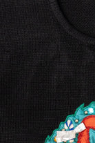 Vintage Black Work in Progress Elves In Wreath Ugly Christmas Pullover (1990s)