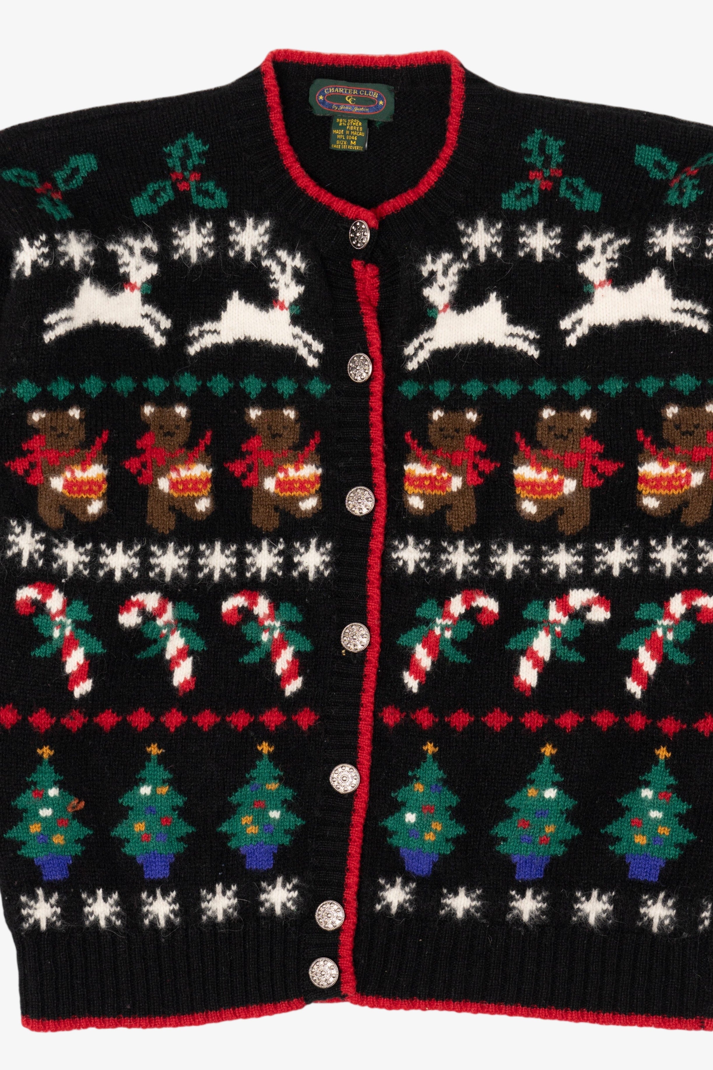 Vintage Black Charter Club Ugly Christmas Cardigan (1990s)