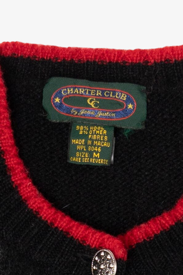 Vintage Black Charter Club Ugly Christmas Cardigan (1990s)