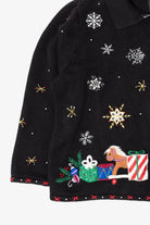 Vintage Black Designers Studio Santa Ugly Christmas Cardigan (1990s)