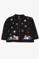 Vintage Black Designers Studio Santa Ugly Christmas Cardigan (1990s)