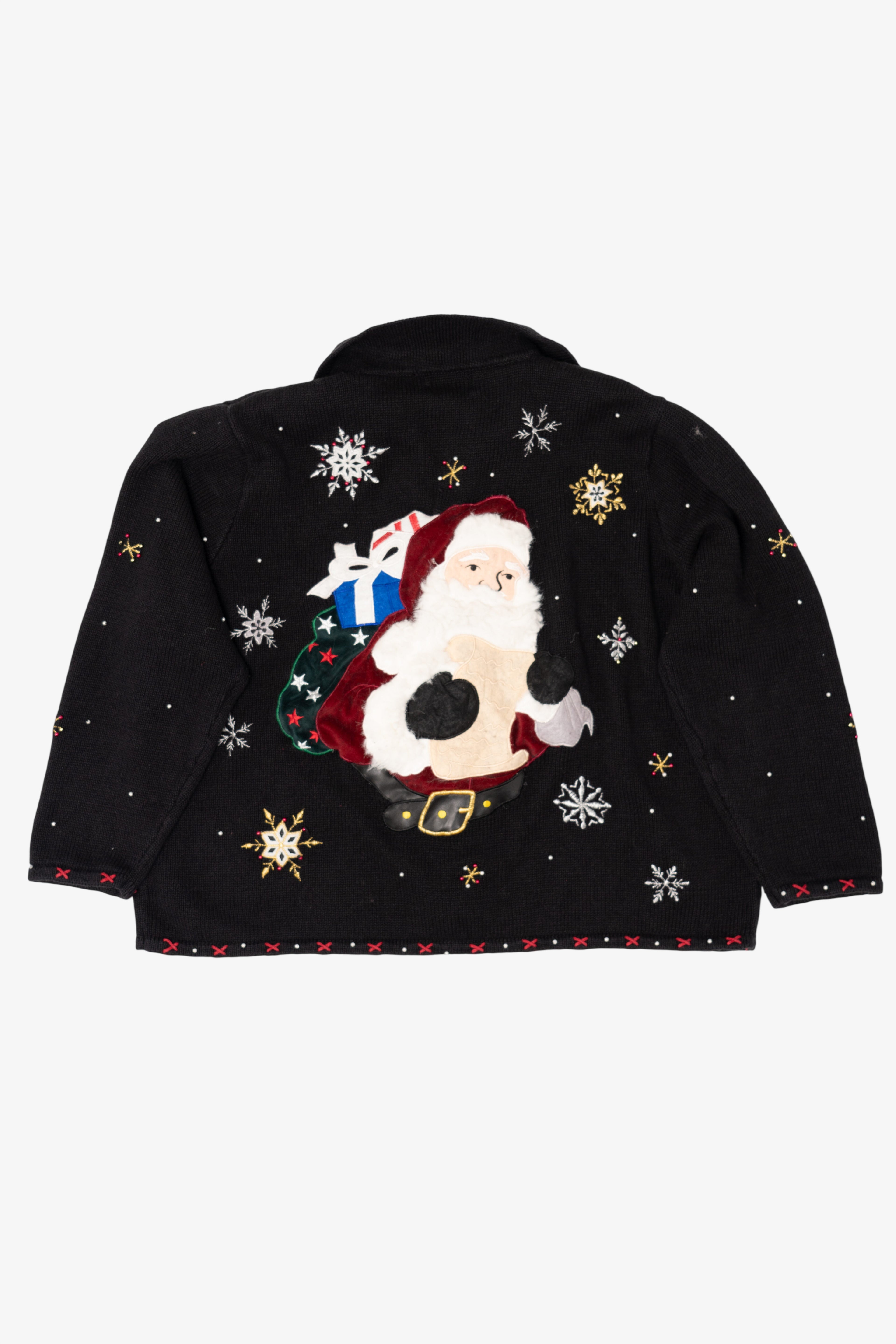 Vintage Black Designers Studio Santa Ugly Christmas Cardigan (1990s)