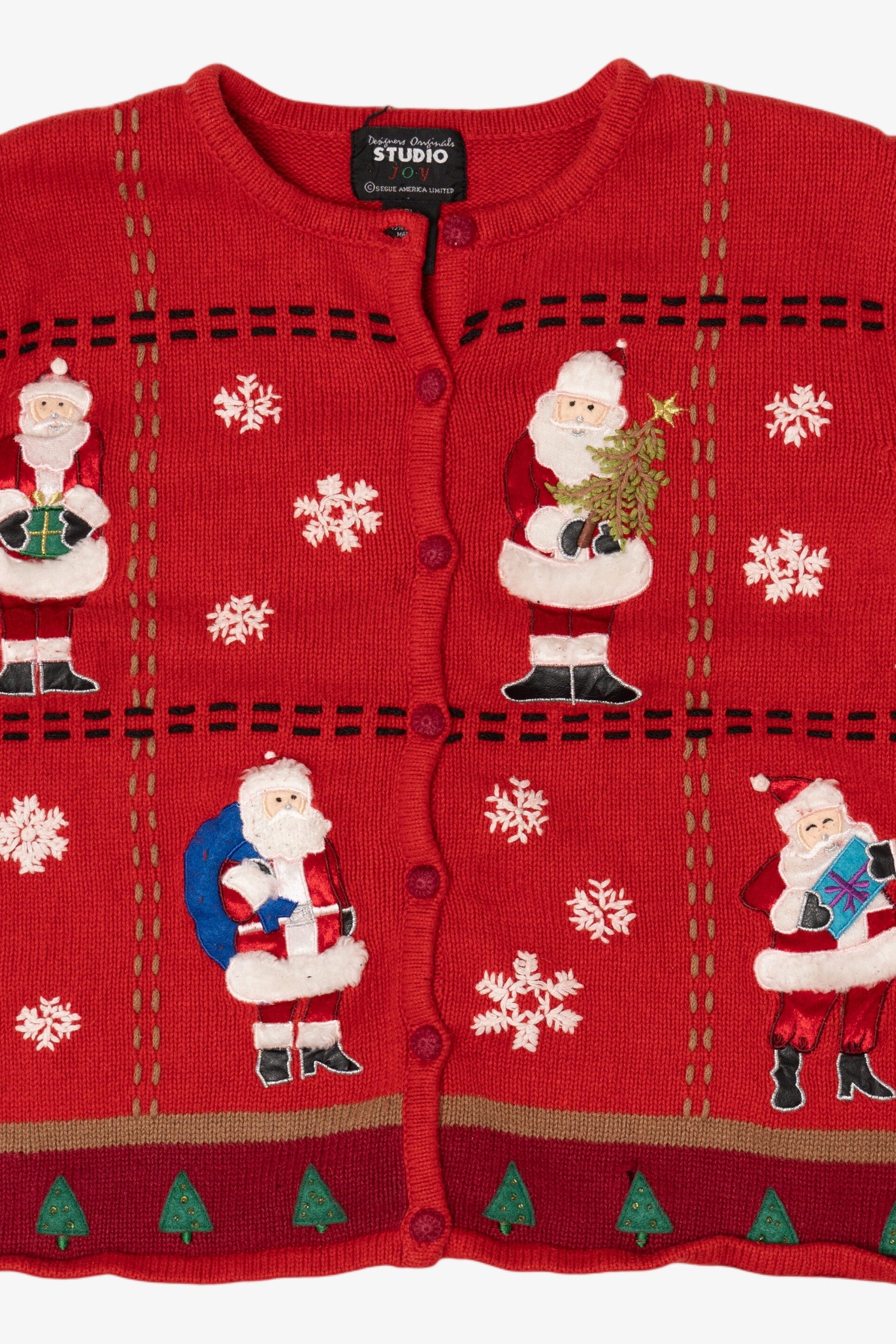 Vintage Red Studio Joy Santa Ugly Christmas Cardigan (1990s)