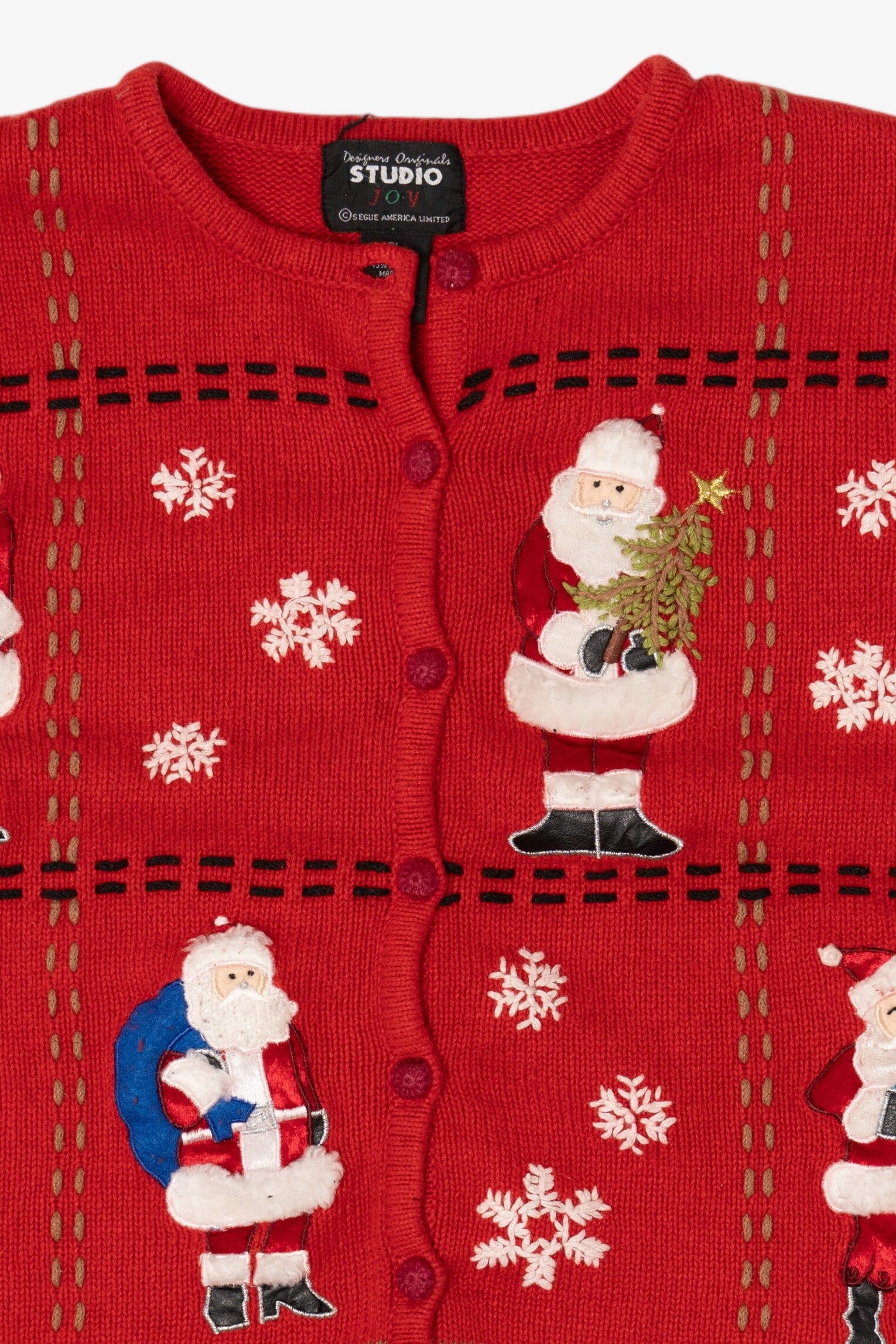 Vintage Red Studio Joy Santa Ugly Christmas Cardigan (1990s)