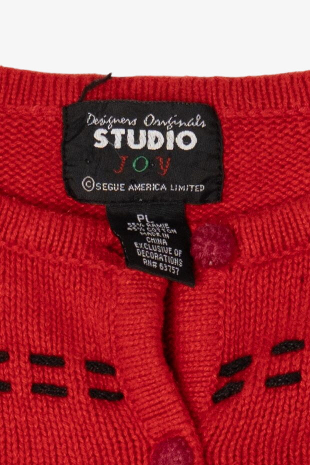 Vintage Red Studio Joy Santa Ugly Christmas Cardigan (1990s)