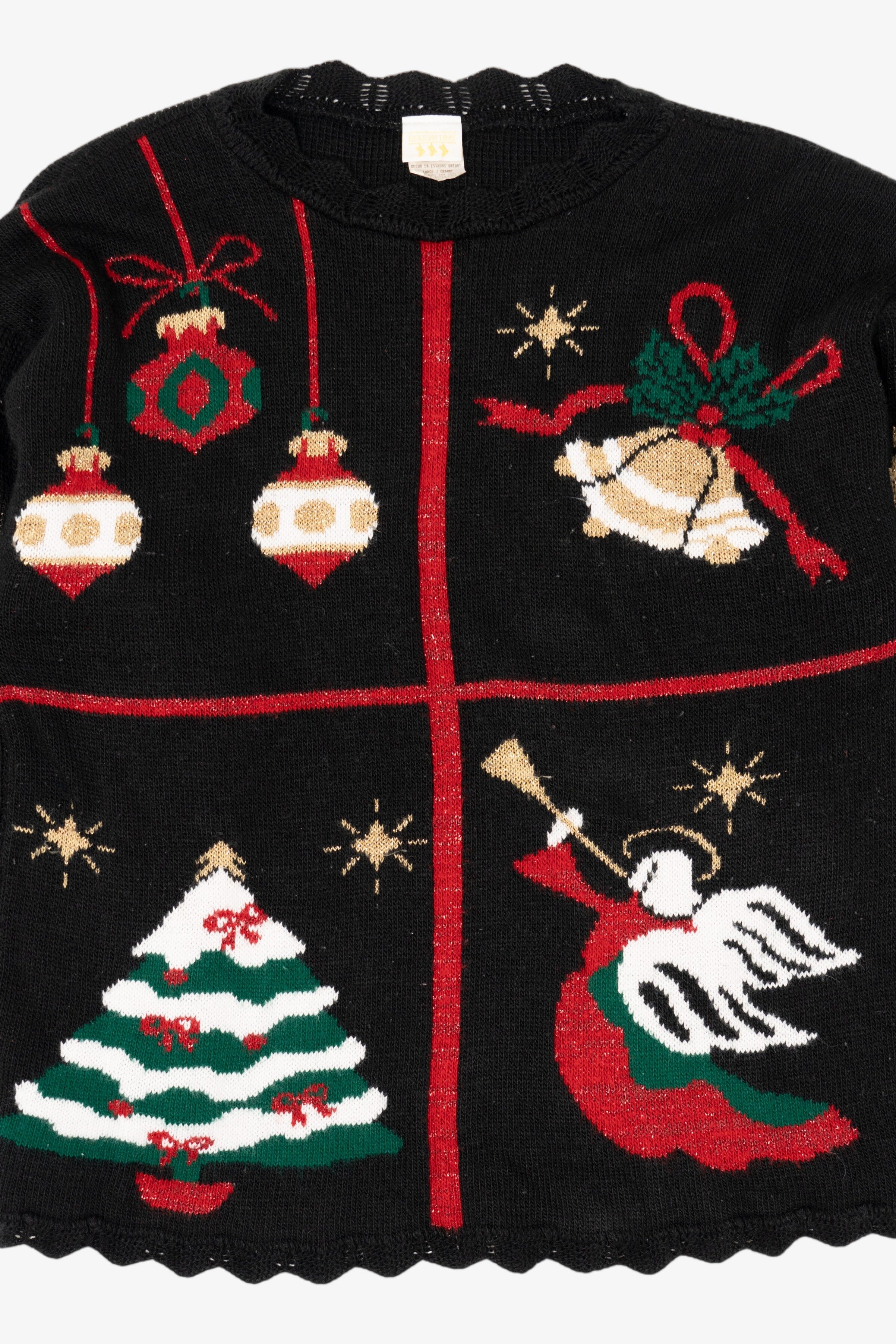 Vintage Black Holiday Time Ugly Christmas Pullover (1980s)
