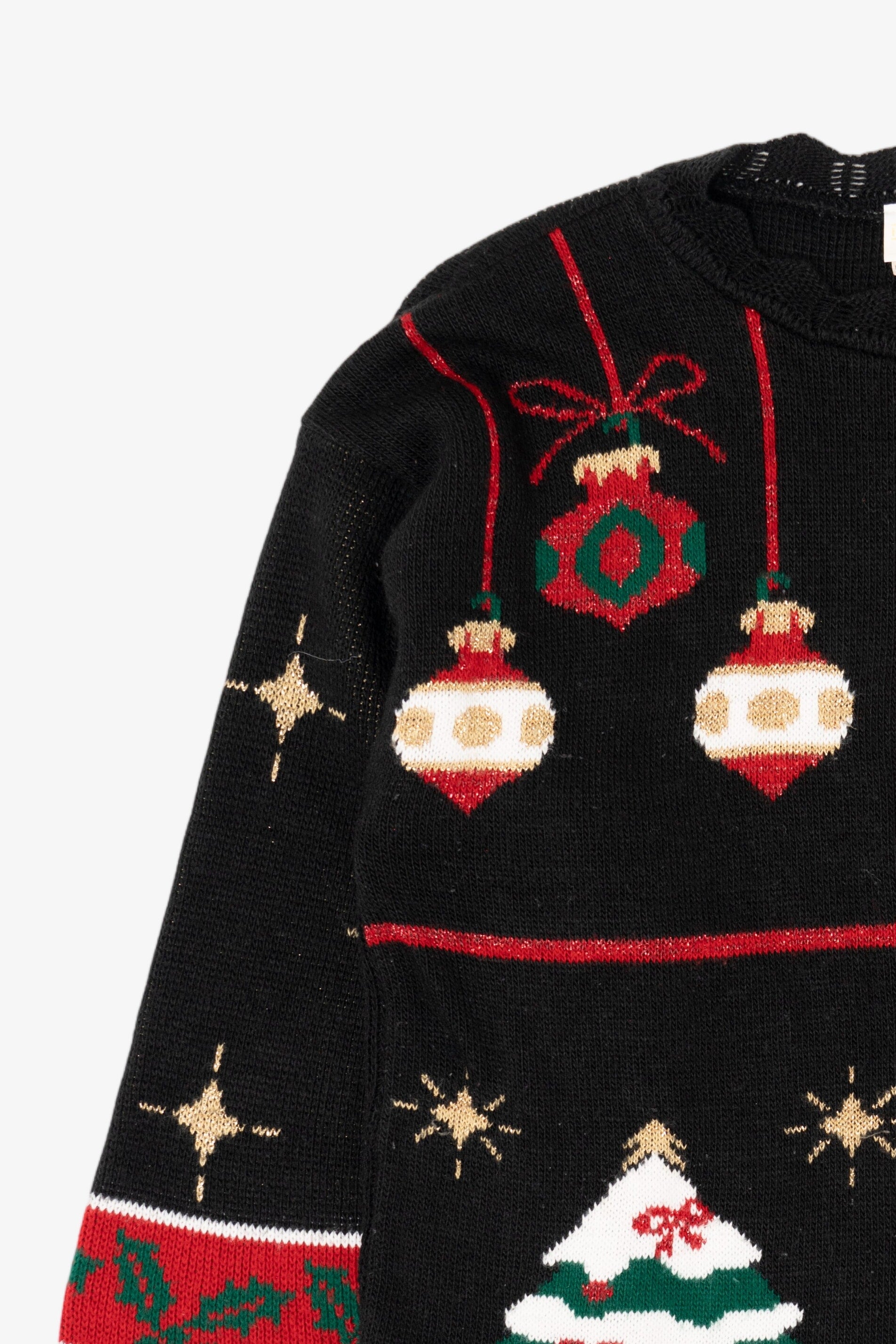 Vintage Black Holiday Time Ugly Christmas Pullover (1980s)