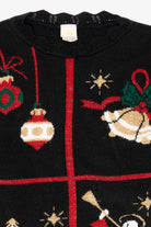 Vintage Black Holiday Time Ugly Christmas Pullover (1980s)