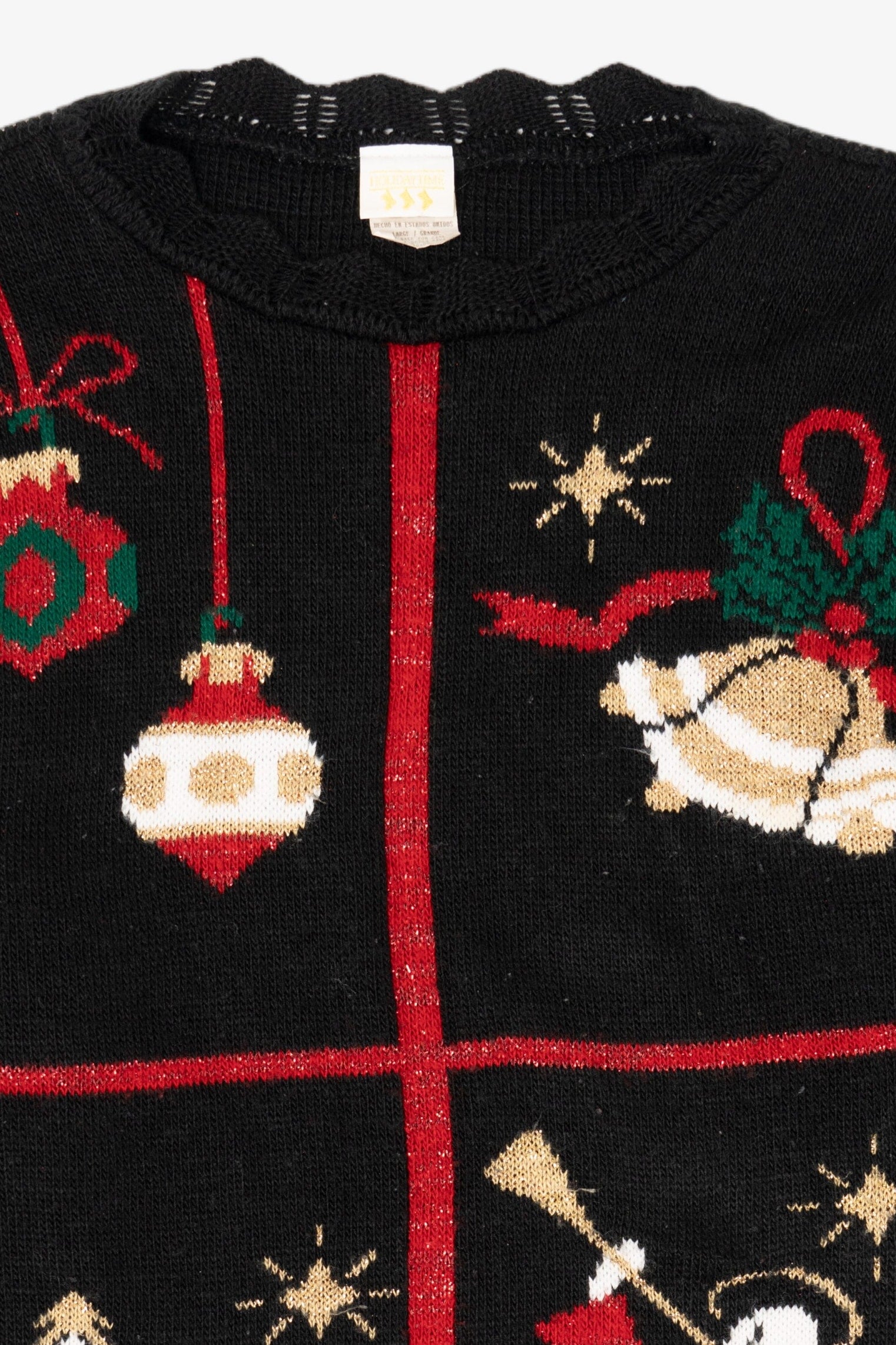 Vintage Black Holiday Time Ugly Christmas Pullover (1980s)