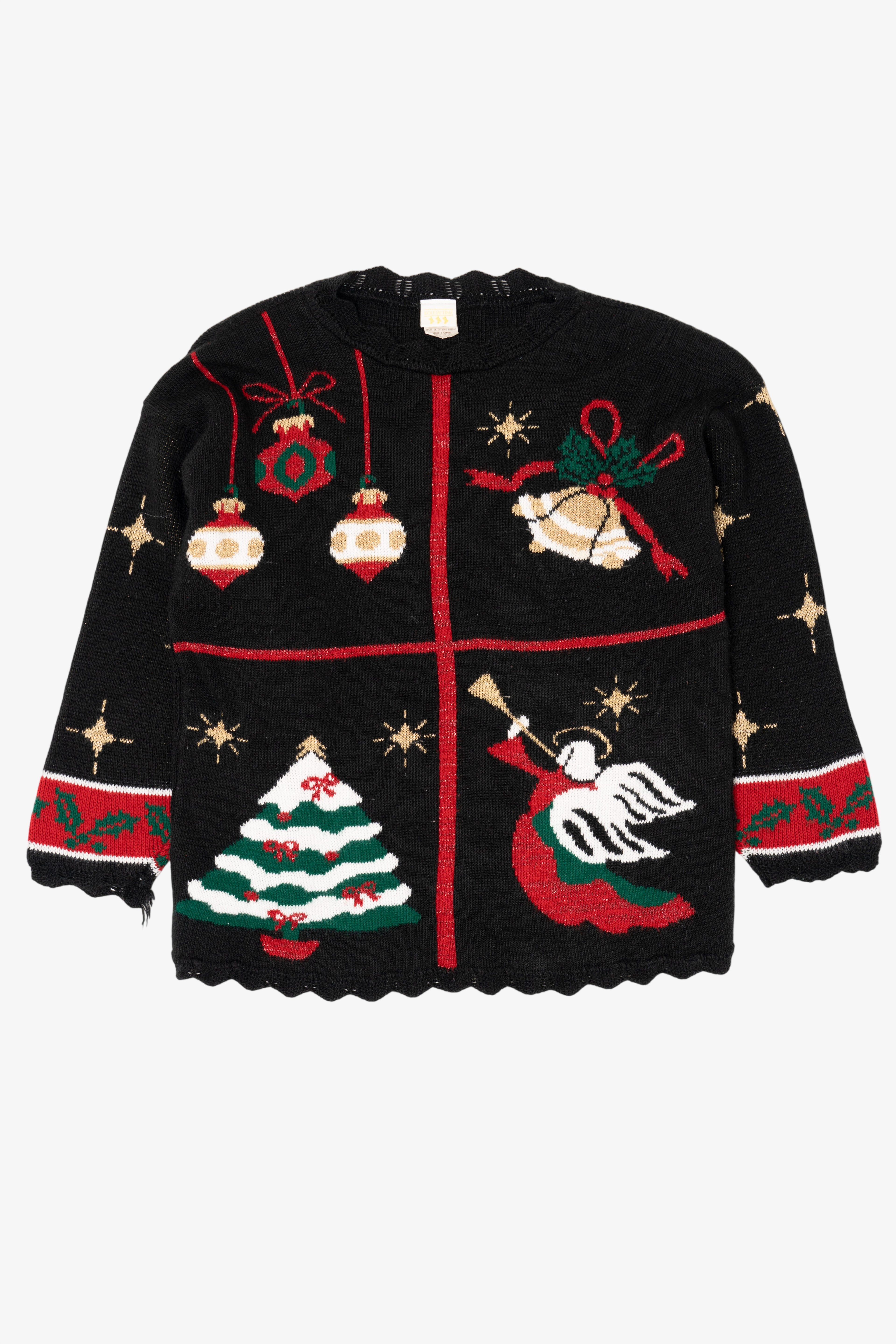 Vintage Black Holiday Time Ugly Christmas Pullover (1980s)