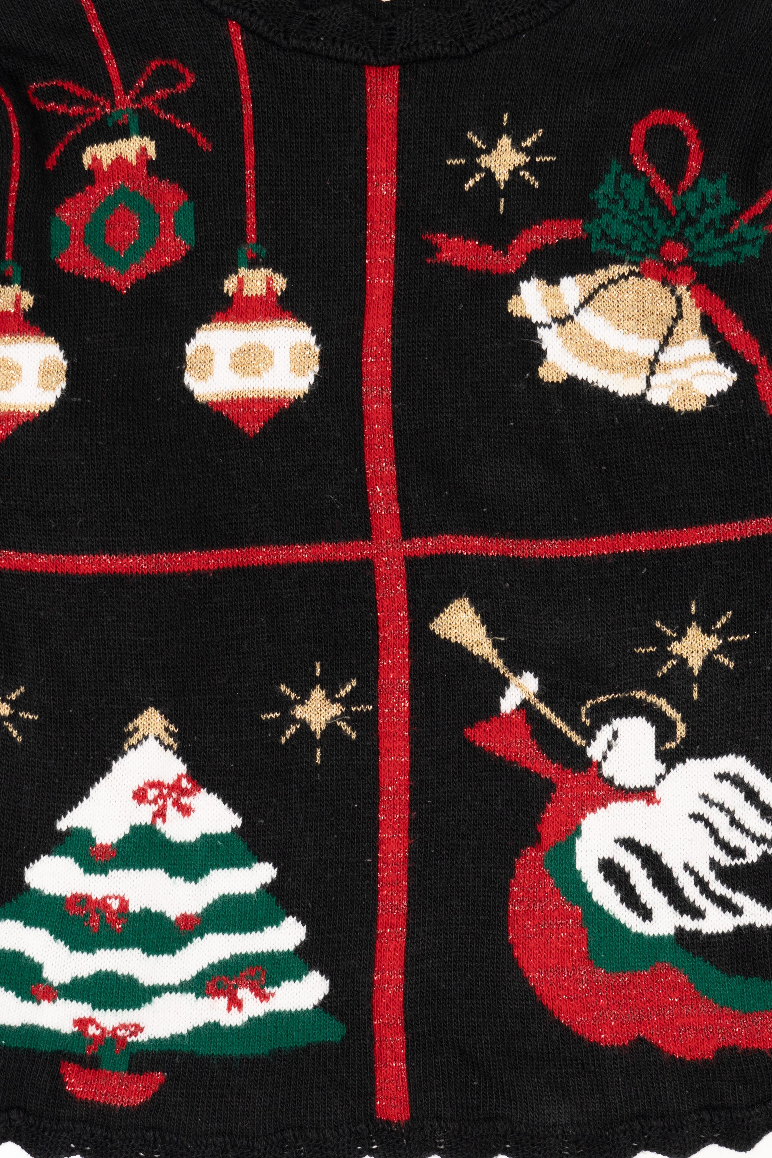 Vintage Black Holiday Time Ugly Christmas Pullover (1980s)