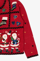 Vintage Red Studio Work Santas Ugly Christmas Cardigan (1990s)