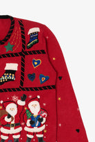 Vintage Red Studio Work Santas Ugly Christmas Cardigan (1990s)