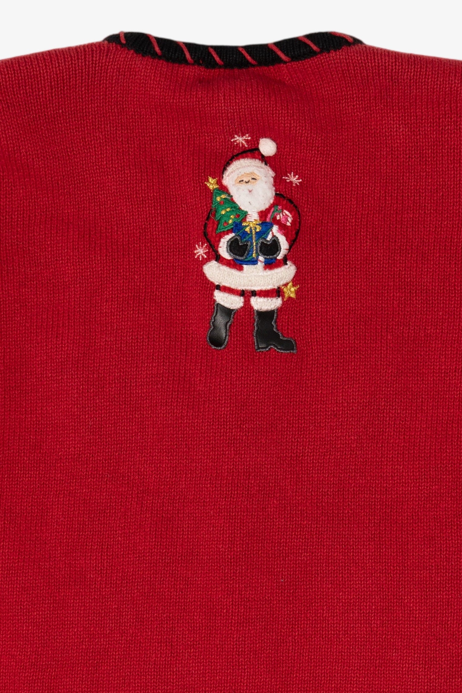 Vintage Red Studio Work Santas Ugly Christmas Cardigan (1990s)
