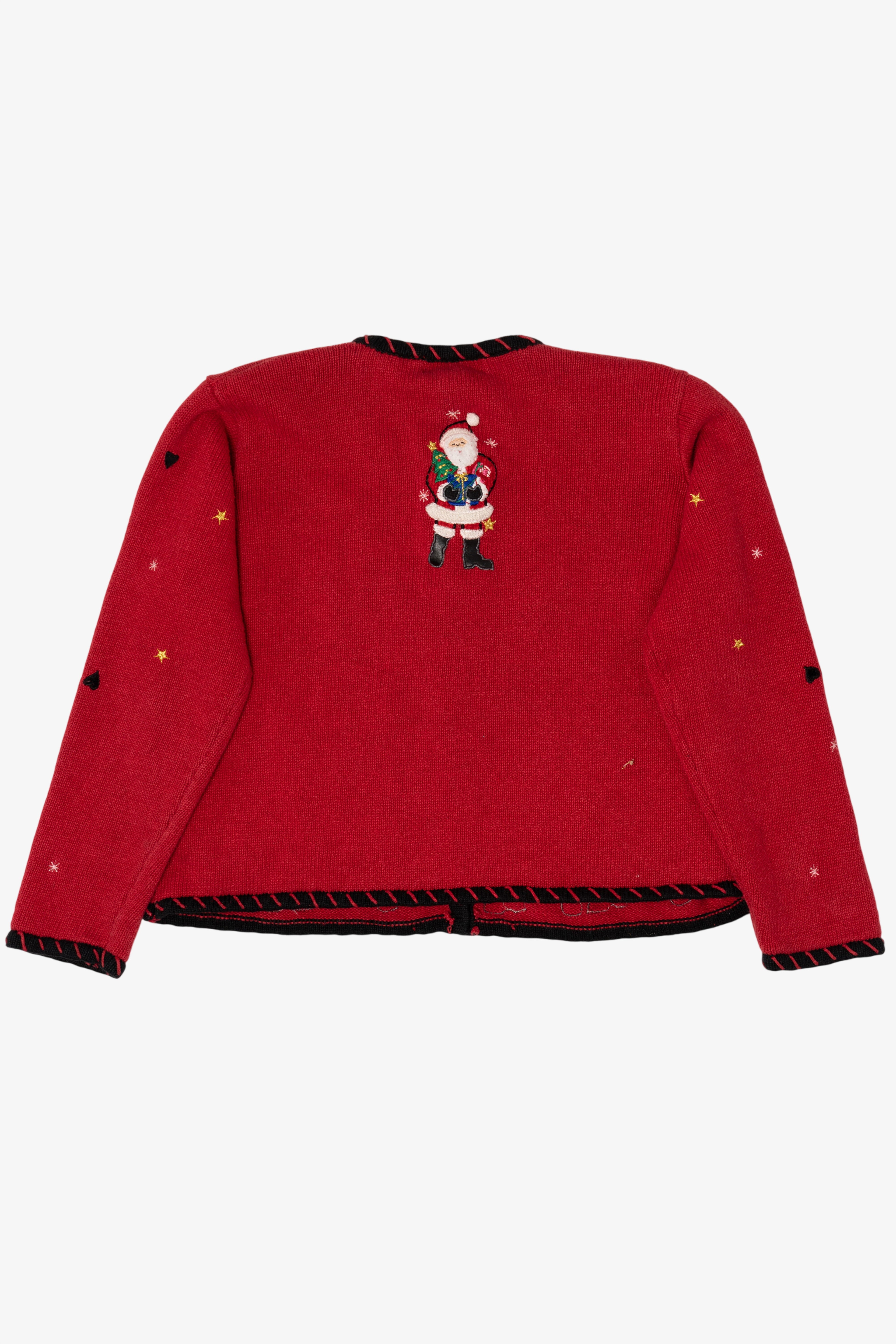 Vintage Red Studio Work Santas Ugly Christmas Cardigan (1990s)