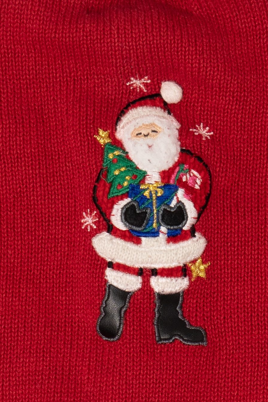 Vintage Red Studio Work Santas Ugly Christmas Cardigan (1990s)