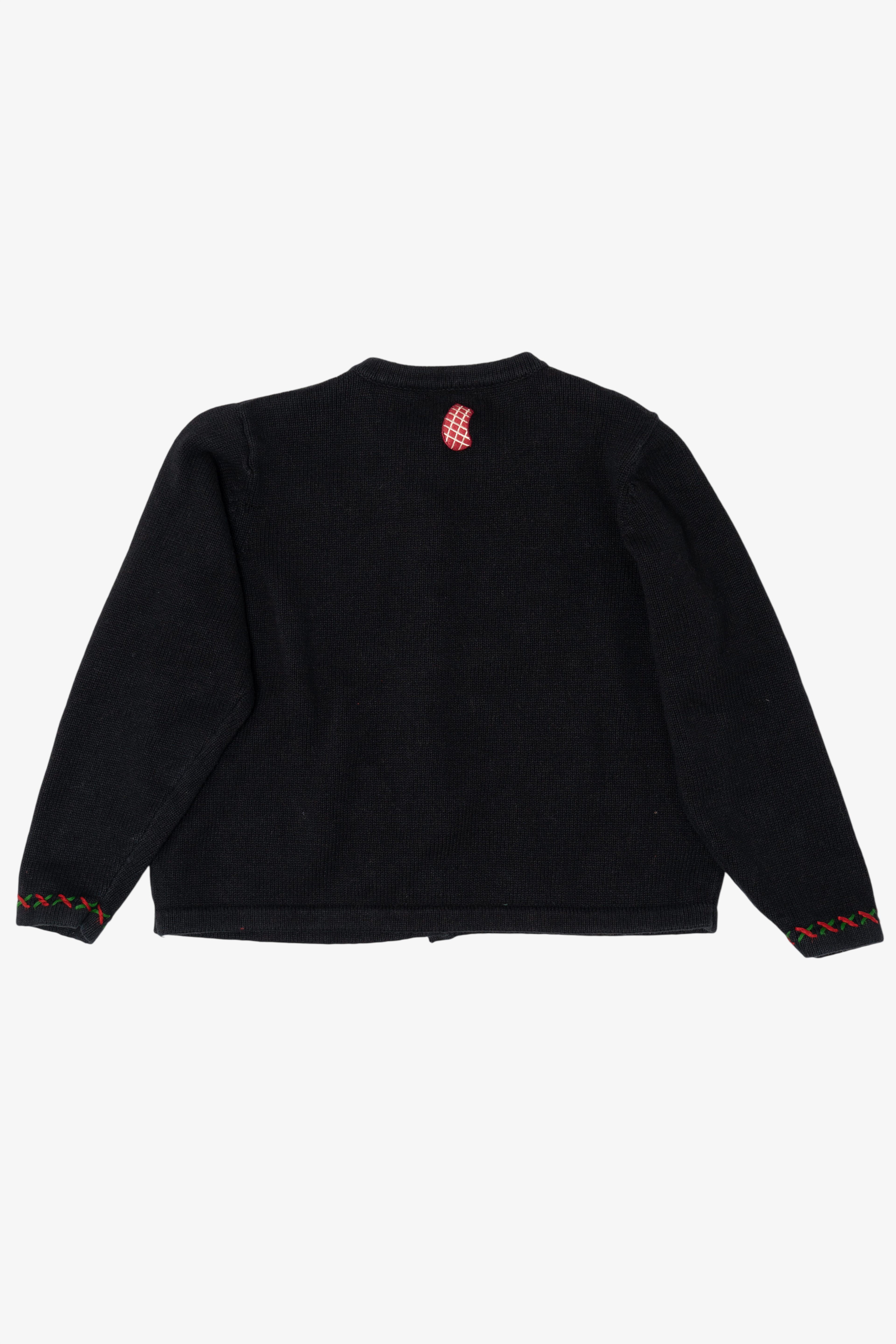 Vintage Black All Points Santa Fireplace Ugly Christmas Cardigan (1990s)