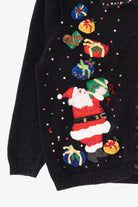 Vintage Black Tiara Santa With Presents Ugly Christmas Sweater (2000s)