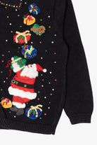 Vintage Black Tiara Santa With Presents Ugly Christmas Sweater (2000s)