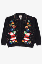 Vintage Black Tiara Santa With Presents Ugly Christmas Sweater (2000s)