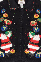 Vintage Black Tiara Santa With Presents Ugly Christmas Sweater (2000s)