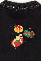 Vintage Black Tiara Santa With Presents Ugly Christmas Sweater (2000s)