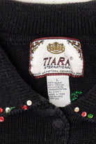Vintage Black Tiara Santa With Presents Ugly Christmas Sweater (2000s)