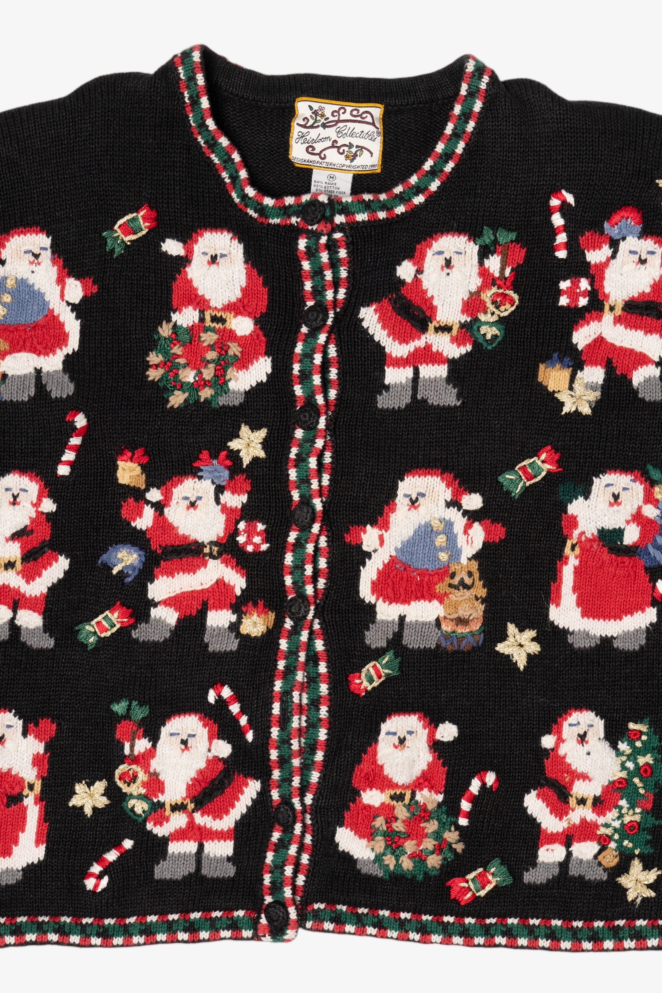 Vintage Black Heirloom Collectibles Santas Ugly Christmas Cardigan (1990s)