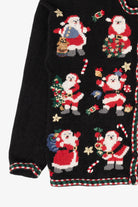 Vintage Black Heirloom Collectibles Santas Ugly Christmas Cardigan (1990s)