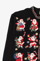 Vintage Black Heirloom Collectibles Santas Ugly Christmas Cardigan (1990s)