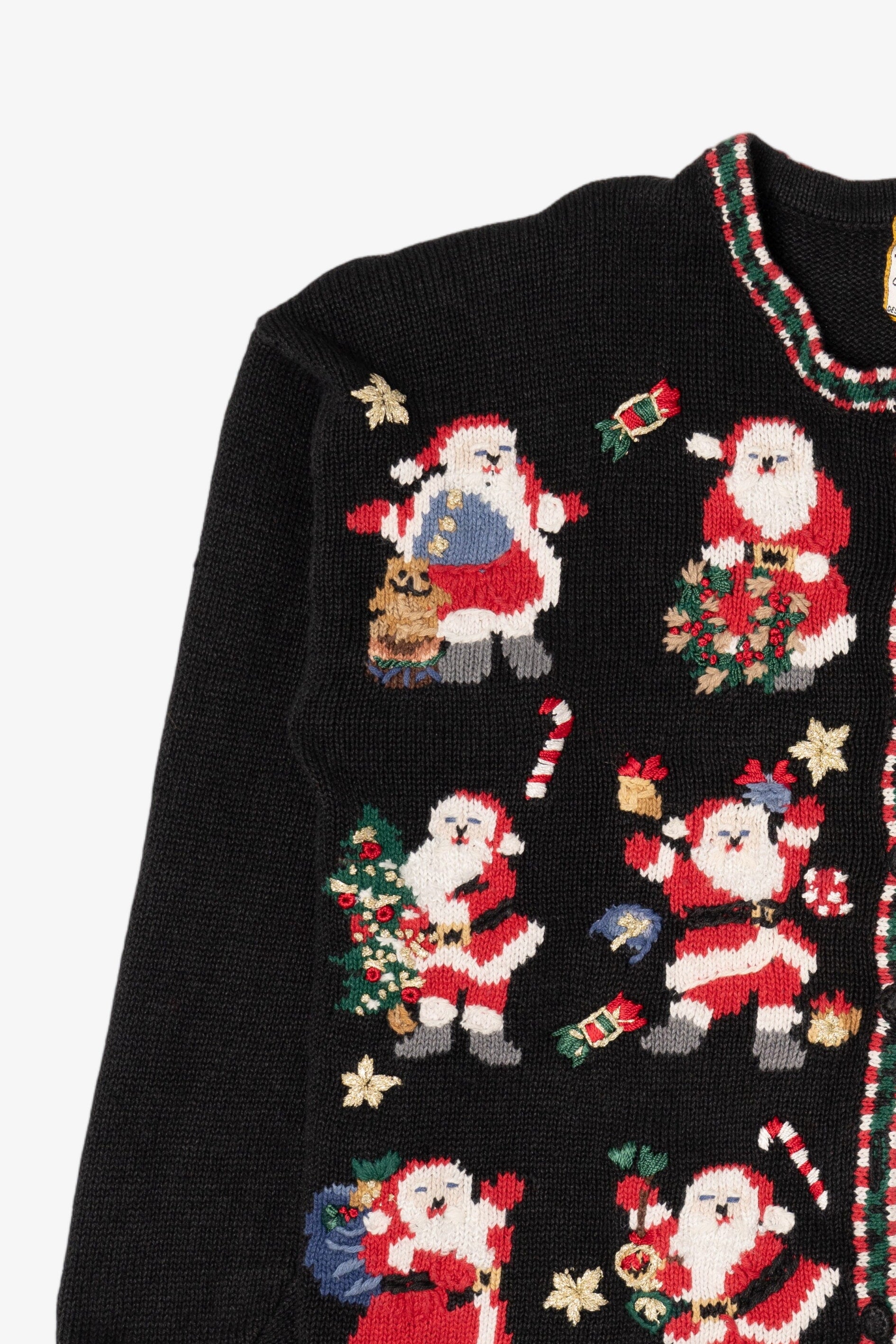 Vintage Black Heirloom Collectibles Santas Ugly Christmas Cardigan (1990s)