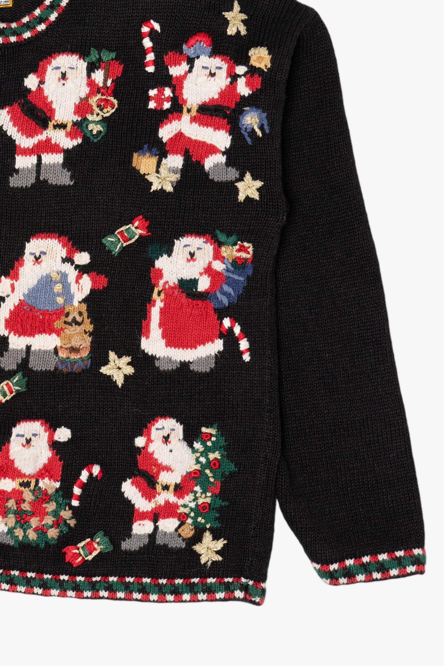 Vintage Black Heirloom Collectibles Santas Ugly Christmas Cardigan (1990s)