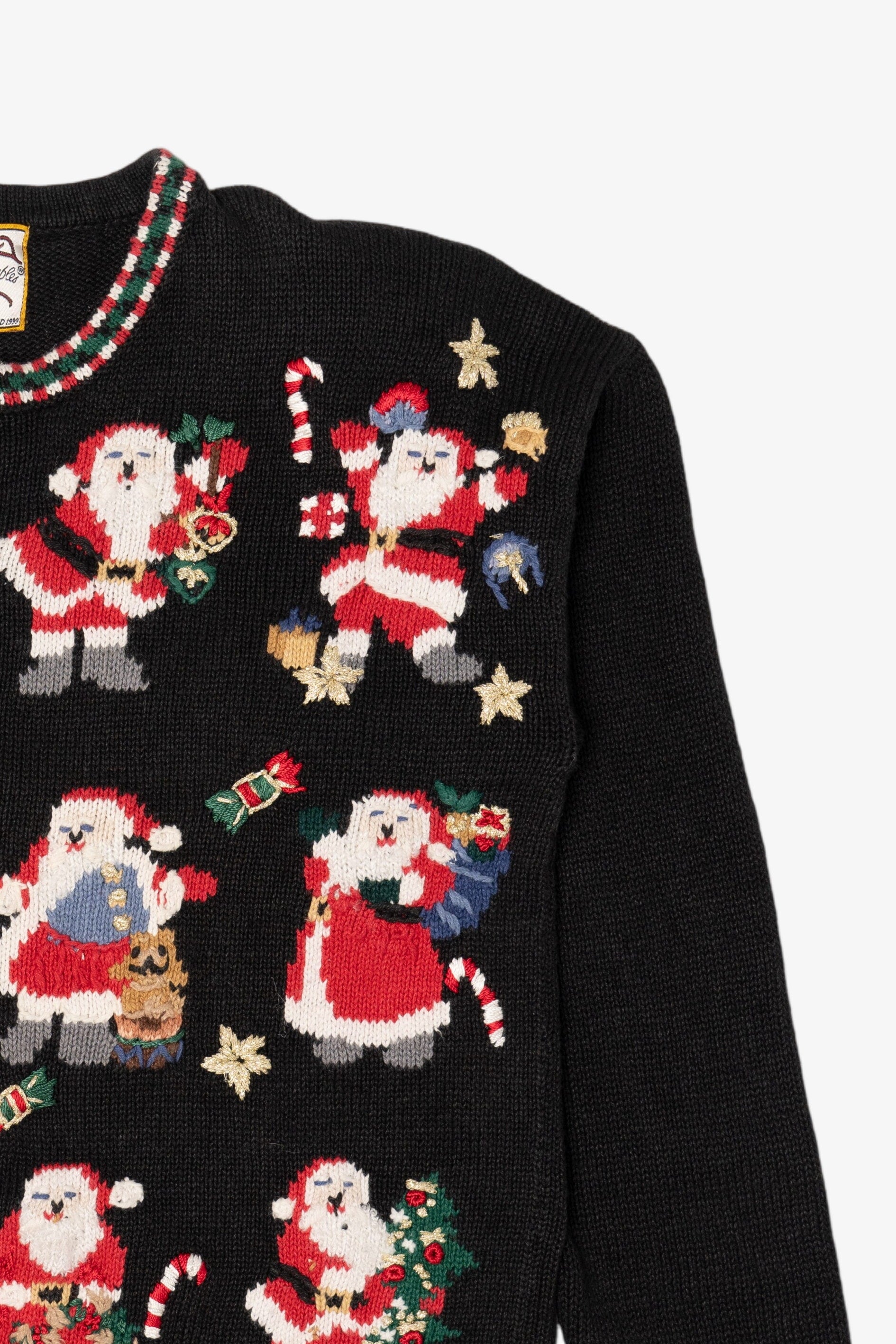 Vintage Black Heirloom Collectibles Santas Ugly Christmas Cardigan (1990s)