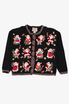 Vintage Black Heirloom Collectibles Santas Ugly Christmas Cardigan (1990s)