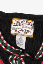 Vintage Black Heirloom Collectibles Santas Ugly Christmas Cardigan (1990s)
