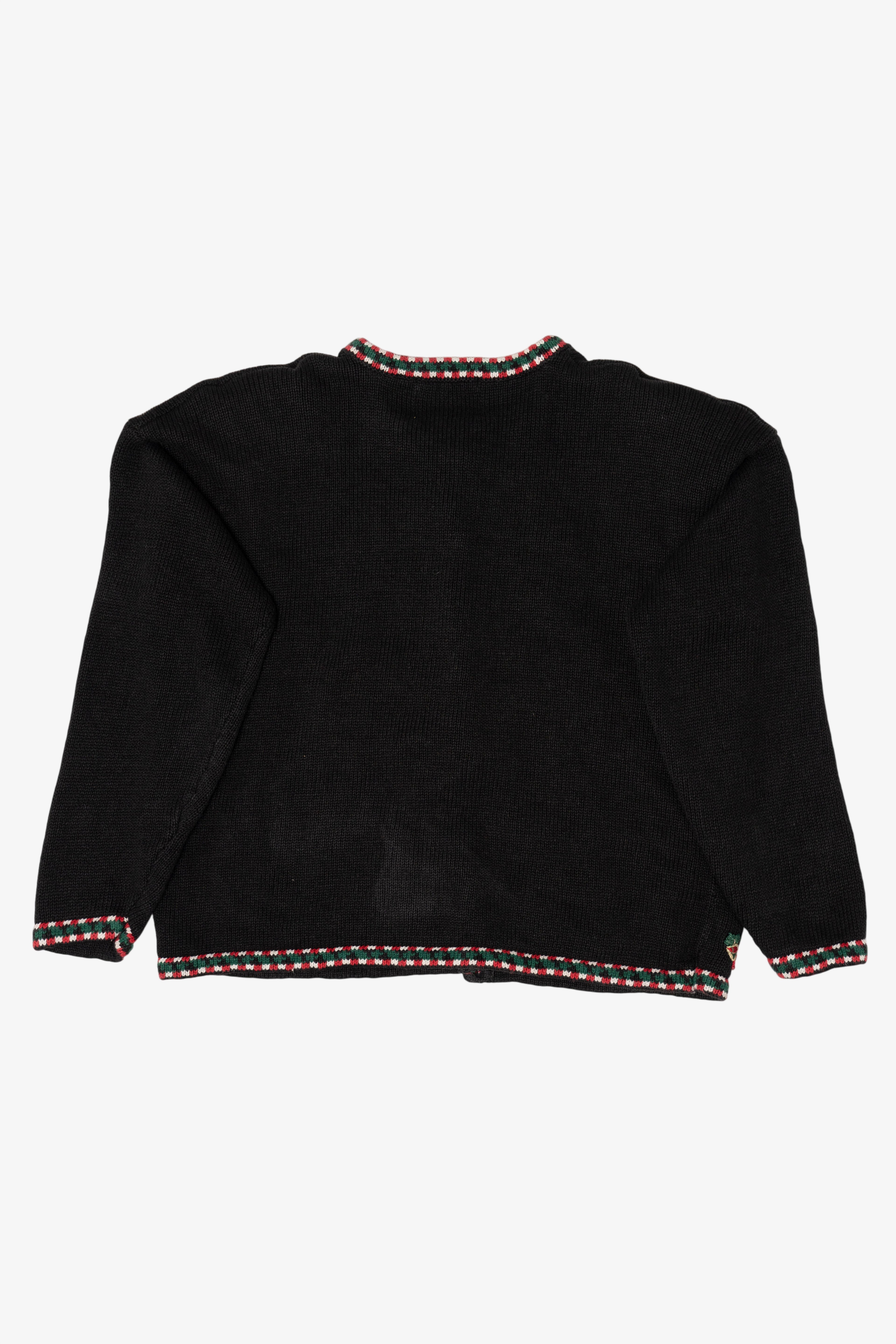 Vintage Black Heirloom Collectibles Santas Ugly Christmas Cardigan (1990s)