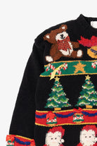Vintage Hand Knit Black Contessa Viscont Ugly Christmas Pullover (1990s)