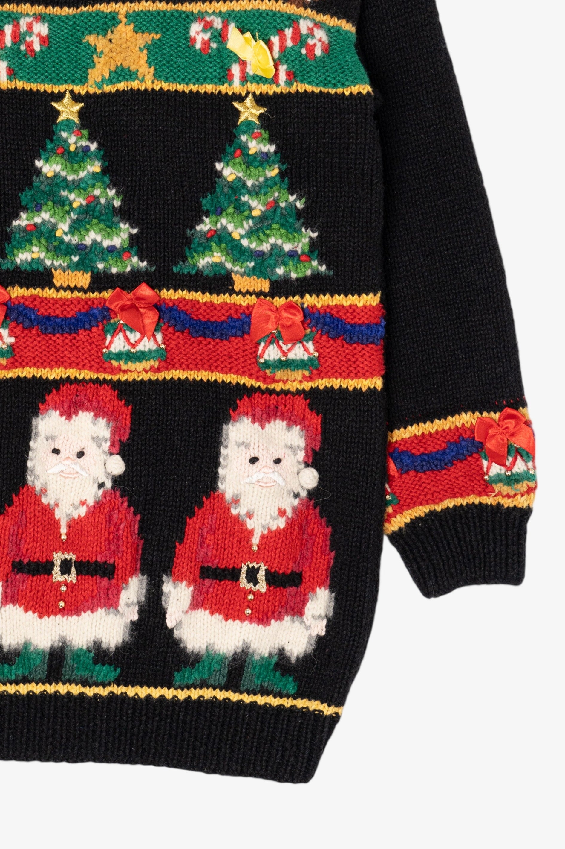 Vintage Hand Knit Black Contessa Viscont Ugly Christmas Pullover (1990s)
