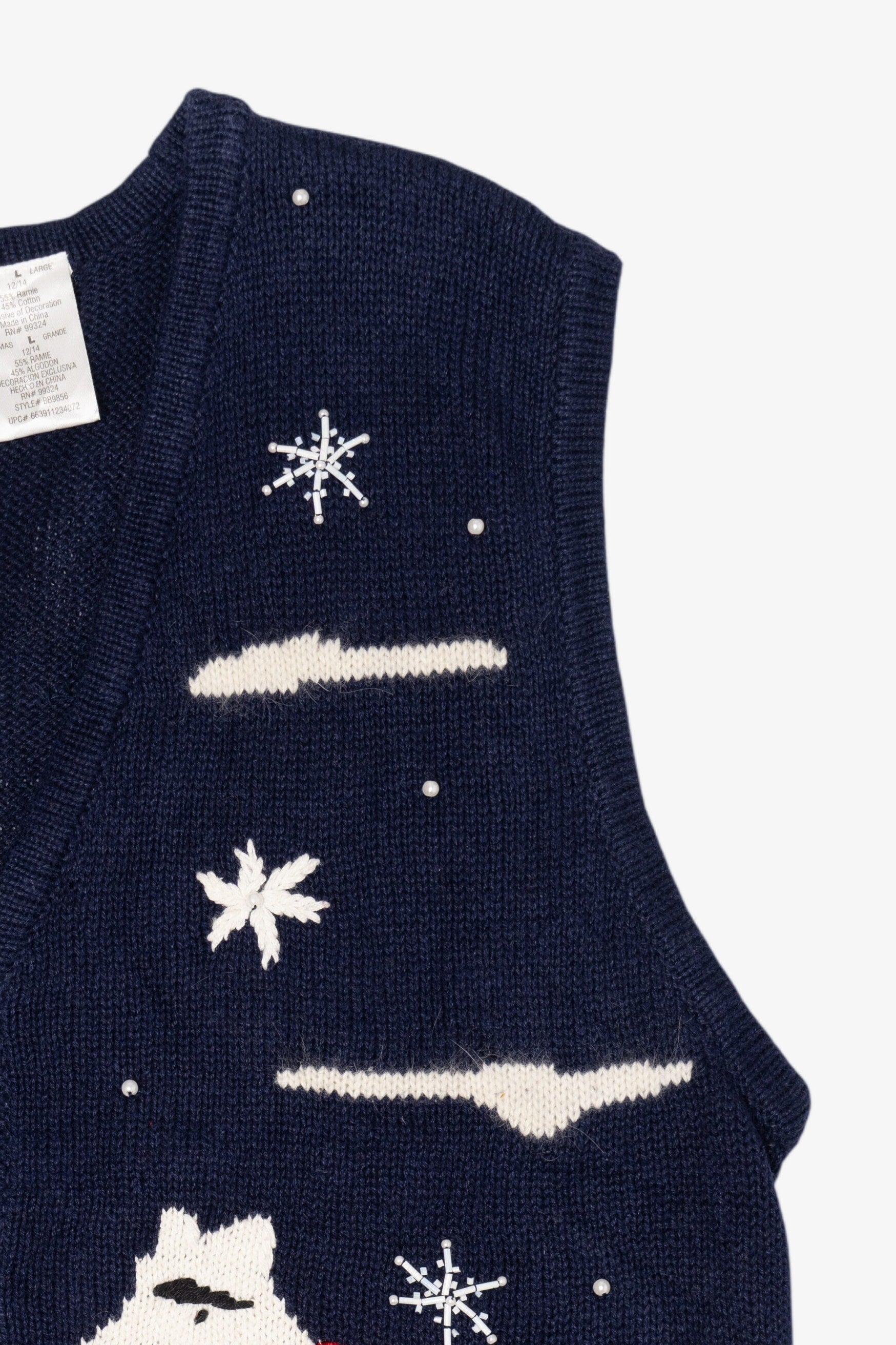 Vintage Navy Blue Bobbie Brooks Dogs Ugly Christmas Vest (1990s)