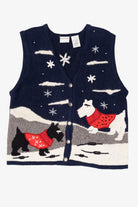 Vintage Navy Blue Bobbie Brooks Dogs Ugly Christmas Vest (1990s)