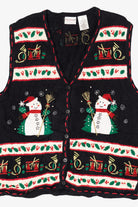 Vintage Black Bobbie Brooks Snowmen Ugly Christmas Vest (1990s)
