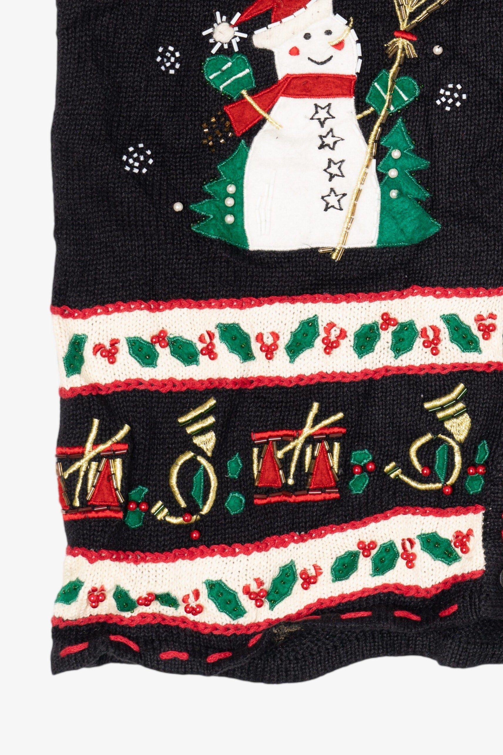 Vintage Black Bobbie Brooks Snowmen Ugly Christmas Vest (1990s)