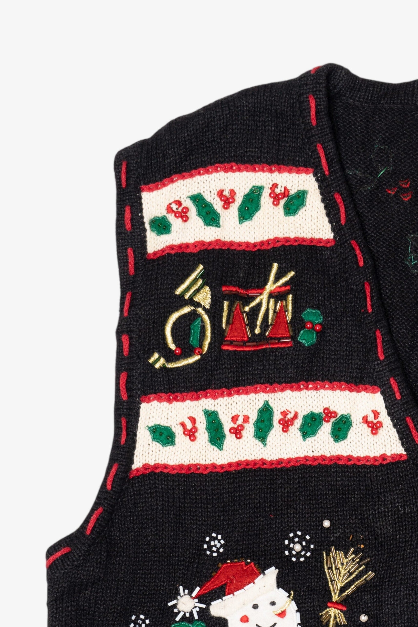 Vintage Black Bobbie Brooks Snowmen Ugly Christmas Vest (1990s)